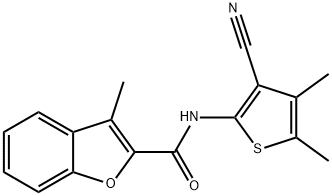 N-(3-cyano-4,5-dimethylthiophen-2-yl)-3-methyl-1-benzofuran-2-carboxamide Struktur