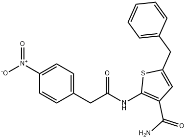 5-benzyl-2-[[2-(4-nitrophenyl)acetyl]amino]thiophene-3-carboxamide Struktur