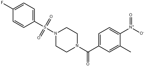 [4-(4-fluorophenyl)sulfonylpiperazin-1-yl]-(3-methyl-4-nitrophenyl)methanone Struktur