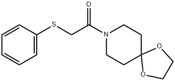 1-(1,4-dioxa-8-azaspiro[4.5]decan-8-yl)-2-phenylsulfanylethanone Struktur