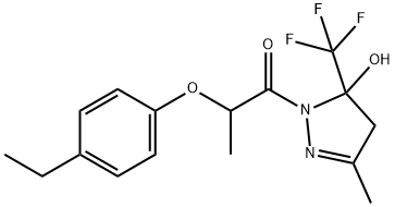 2-(4-ethylphenoxy)-1-[5-hydroxy-3-methyl-5-(trifluoromethyl)-4H-pyrazol-1-yl]propan-1-one Struktur