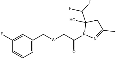 1-[5-(difluoromethyl)-5-hydroxy-3-methyl-4H-pyrazol-1-yl]-2-[(3-fluorophenyl)methylsulfanyl]ethanone Struktur