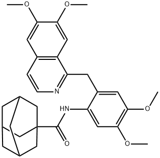 N-[2-[(6,7-dimethoxyisoquinolin-1-yl)methyl]-4,5-dimethoxyphenyl]adamantane-1-carboxamide Struktur