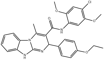 N-(4-chloro-2,5-dimethoxyphenyl)-2-(4-ethoxyphenyl)-4-methyl-2,10-dihydropyrimido[1,2-a]benzimidazole-3-carboxamide Struktur