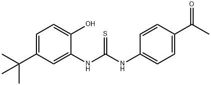 1-(4-acetylphenyl)-3-(5-tert-butyl-2-hydroxyphenyl)thiourea Struktur