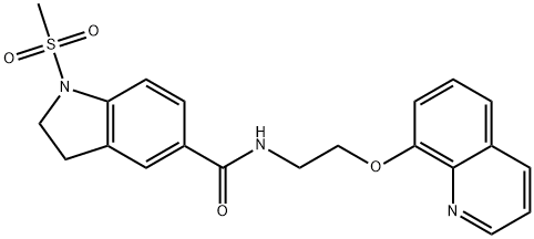 1-methylsulfonyl-N-(2-quinolin-8-yloxyethyl)-2,3-dihydroindole-5-carboxamide Struktur