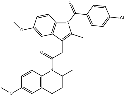 2-[1-(4-chlorobenzoyl)-5-methoxy-2-methylindol-3-yl]-1-(6-methoxy-2-methyl-3,4-dihydro-2H-quinolin-1-yl)ethanone Struktur