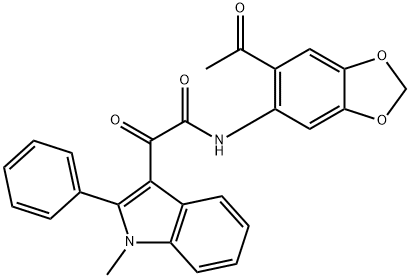 N-(6-acetyl-1,3-benzodioxol-5-yl)-2-(1-methyl-2-phenylindol-3-yl)-2-oxoacetamide Struktur