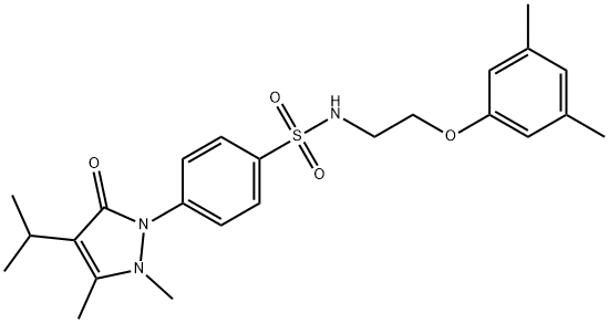 4-(2,3-dimethyl-5-oxo-4-propan-2-ylpyrazol-1-yl)-N-[2-(3,5-dimethylphenoxy)ethyl]benzenesulfonamide Struktur