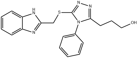 3-[5-(1H-benzimidazol-2-ylmethylsulfanyl)-4-phenyl-1,2,4-triazol-3-yl]propan-1-ol Struktur