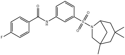 4-fluoro-N-[3-[(3,3,5-trimethyl-7-azabicyclo[3.2.1]octan-7-yl)sulfonyl]phenyl]benzamide Struktur