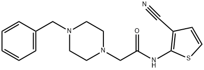 2-(4-benzylpiperazin-1-yl)-N-(3-cyanothiophen-2-yl)acetamide Struktur