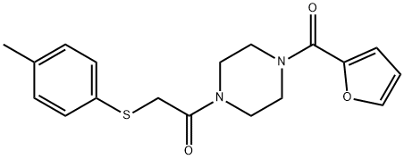 1-[4-(furan-2-carbonyl)piperazin-1-yl]-2-(4-methylphenyl)sulfanylethanone Struktur