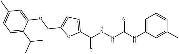 1-(3-methylphenyl)-3-[[5-[(5-methyl-2-propan-2-ylphenoxy)methyl]furan-2-carbonyl]amino]thiourea Struktur