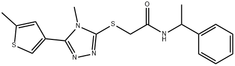 2-[[4-methyl-5-(5-methylthiophen-3-yl)-1,2,4-triazol-3-yl]sulfanyl]-N-(1-phenylethyl)acetamide Struktur