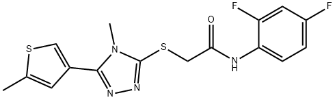 N-(2,4-difluorophenyl)-2-[[4-methyl-5-(5-methylthiophen-3-yl)-1,2,4-triazol-3-yl]sulfanyl]acetamide Struktur