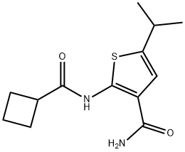 2-(cyclobutanecarbonylamino)-5-propan-2-ylthiophene-3-carboxamide Struktur