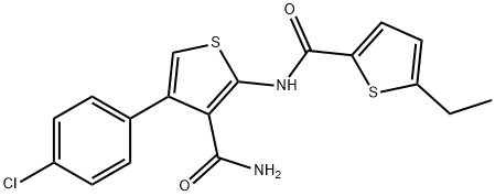 4-(4-chlorophenyl)-2-[(5-ethylthiophene-2-carbonyl)amino]thiophene-3-carboxamide Struktur