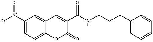 6-nitro-2-oxo-N-(3-phenylpropyl)chromene-3-carboxamide Struktur