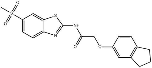 2-(2,3-dihydro-1H-inden-5-yloxy)-N-(6-methylsulfonyl-1,3-benzothiazol-2-yl)acetamide Struktur