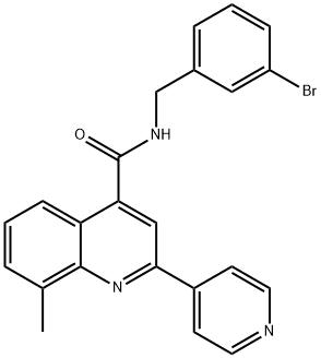 N-[(3-bromophenyl)methyl]-8-methyl-2-pyridin-4-ylquinoline-4-carboxamide Struktur