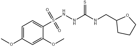 1-[(2,4-dimethoxyphenyl)sulfonylamino]-3-(oxolan-2-ylmethyl)thiourea Struktur