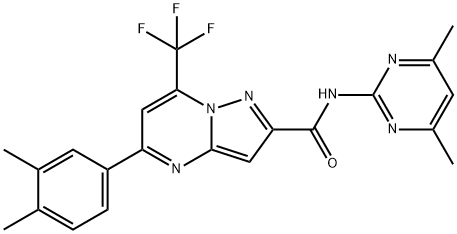 5-(3,4-dimethylphenyl)-N-(4,6-dimethylpyrimidin-2-yl)-7-(trifluoromethyl)pyrazolo[1,5-a]pyrimidine-2-carboxamide Struktur