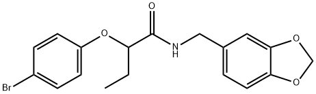 N-(1,3-benzodioxol-5-ylmethyl)-2-(4-bromophenoxy)butanamide Struktur