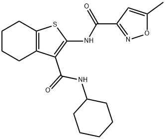 N-[3-(cyclohexylcarbamoyl)-4,5,6,7-tetrahydro-1-benzothiophen-2-yl]-5-methyl-1,2-oxazole-3-carboxamide Struktur