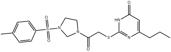 2-[2-[3-(4-methylphenyl)sulfonylimidazolidin-1-yl]-2-oxoethyl]sulfanyl-6-propyl-1H-pyrimidin-4-one Struktur