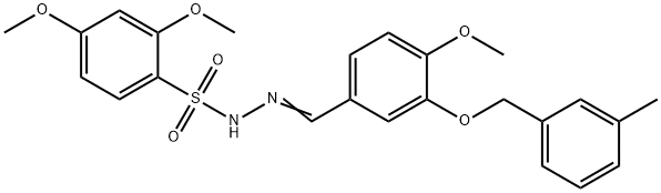 2,4-dimethoxy-N-[(Z)-[4-methoxy-3-[(3-methylphenyl)methoxy]phenyl]methylideneamino]benzenesulfonamide Struktur