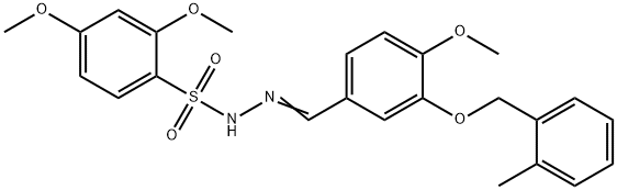 2,4-dimethoxy-N-[(Z)-[4-methoxy-3-[(2-methylphenyl)methoxy]phenyl]methylideneamino]benzenesulfonamide Struktur