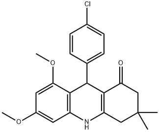 9-(4-chlorophenyl)-6,8-dimethoxy-3,3-dimethyl-2,4,9,10-tetrahydroacridin-1-one Struktur