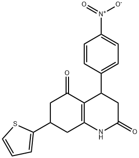 4-(4-nitrophenyl)-7-thiophen-2-yl-1,3,4,6,7,8-hexahydroquinoline-2,5-dione Struktur