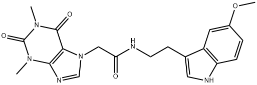 2-(1,3-dimethyl-2,6-dioxopurin-7-yl)-N-[2-(5-methoxy-1H-indol-3-yl)ethyl]acetamide Struktur