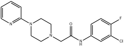 N-(3-chloro-4-fluorophenyl)-2-(4-pyridin-2-ylpiperazin-1-yl)acetamide Struktur