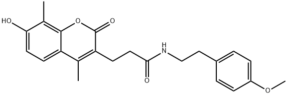 3-(7-hydroxy-4,8-dimethyl-2-oxochromen-3-yl)-N-[2-(4-methoxyphenyl)ethyl]propanamide Struktur