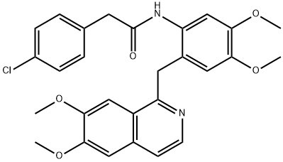 2-(4-chlorophenyl)-N-[2-[(6,7-dimethoxyisoquinolin-1-yl)methyl]-4,5-dimethoxyphenyl]acetamide Struktur