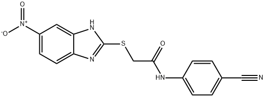 N-(4-cyanophenyl)-2-[(6-nitro-1H-benzimidazol-2-yl)sulfanyl]acetamide Struktur