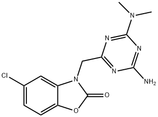 3-[[4-amino-6-(dimethylamino)-1,3,5-triazin-2-yl]methyl]-5-chloro-1,3-benzoxazol-2-one Struktur