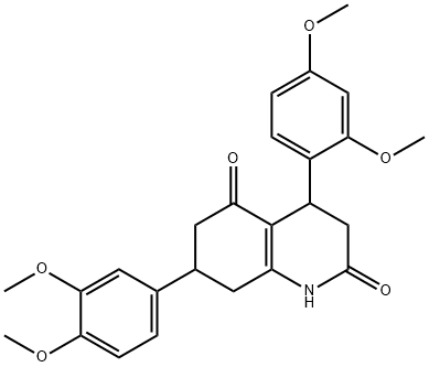 4-(2,4-dimethoxyphenyl)-7-(3,4-dimethoxyphenyl)-1,3,4,6,7,8-hexahydroquinoline-2,5-dione Struktur