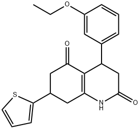 4-(3-ethoxyphenyl)-7-thiophen-2-yl-1,3,4,6,7,8-hexahydroquinoline-2,5-dione Struktur