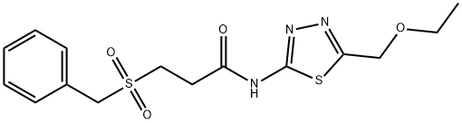 3-benzylsulfonyl-N-[5-(ethoxymethyl)-1,3,4-thiadiazol-2-yl]propanamide Struktur