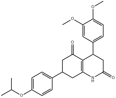 4-(3,4-dimethoxyphenyl)-7-(4-propan-2-yloxyphenyl)-1,3,4,6,7,8-hexahydroquinoline-2,5-dione Struktur