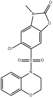 5-chloro-6-(2,3-dihydro-1,4-benzoxazin-4-ylsulfonyl)-3-methyl-1,3-benzoxazol-2-one Struktur