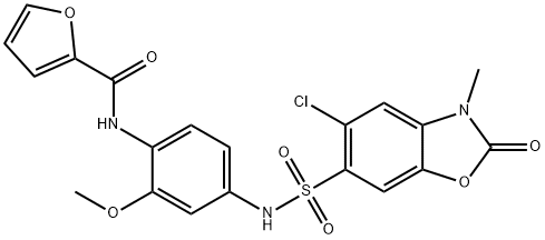 N-[4-[(5-chloro-3-methyl-2-oxo-1,3-benzoxazol-6-yl)sulfonylamino]-2-methoxyphenyl]furan-2-carboxamide Struktur