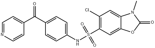 5-chloro-3-methyl-2-oxo-N-[4-(pyridine-4-carbonyl)phenyl]-1,3-benzoxazole-6-sulfonamide Struktur