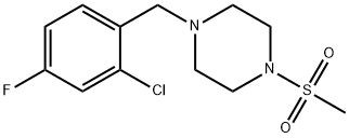 1-[(2-chloro-4-fluorophenyl)methyl]-4-methylsulfonylpiperazine Struktur