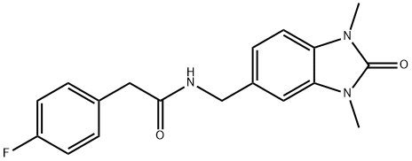 N-[(1,3-dimethyl-2-oxobenzimidazol-5-yl)methyl]-2-(4-fluorophenyl)acetamide Struktur