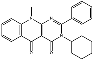 3-cyclohexyl-10-methyl-2-phenylpyrimido[4,5-b]quinoline-4,5-dione Struktur